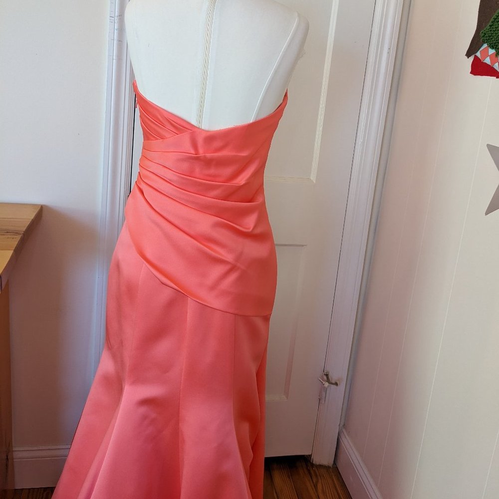 Alfred Angelo Vibrant Pink Strapless Gown - Picture 2 of 13
